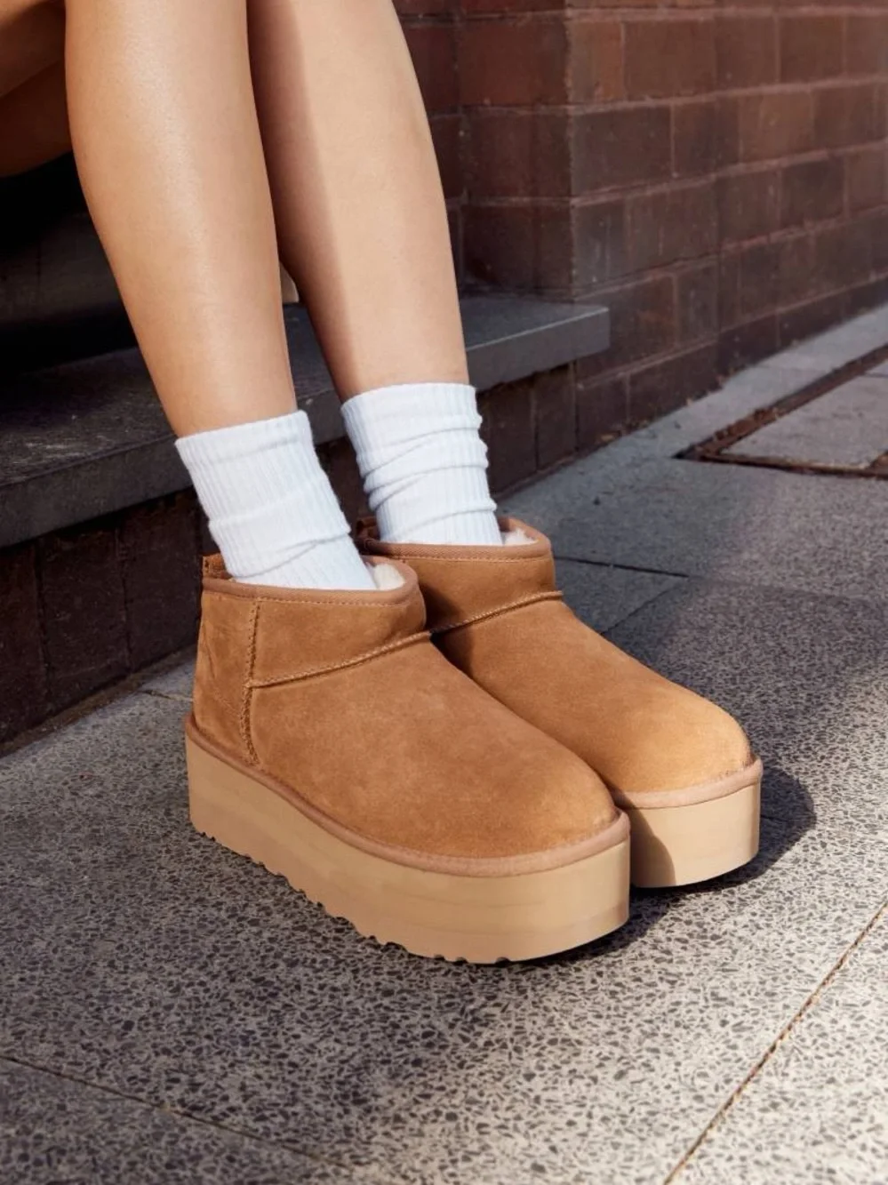 Classic mini platform chestnut uggs